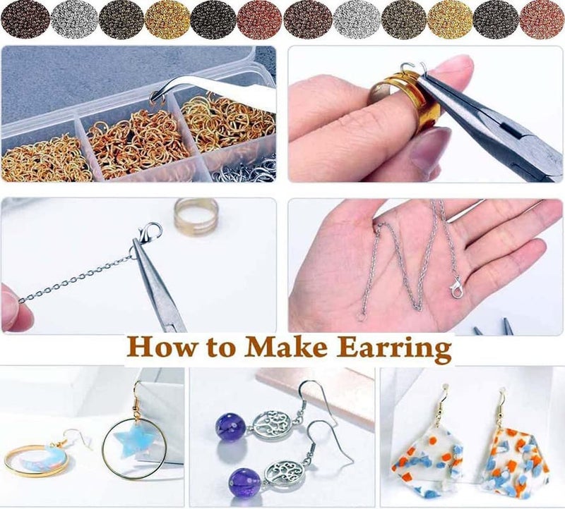 DIY Crafts DIY Crafts 200x Approxe, Gold Kit, Jewelry Making Starter Kit -Assorted Beads, Craft Wire, Hoops for Pendants, Plier Set, Cutting T(200x Approxe, Gold Kit)  - Image 3