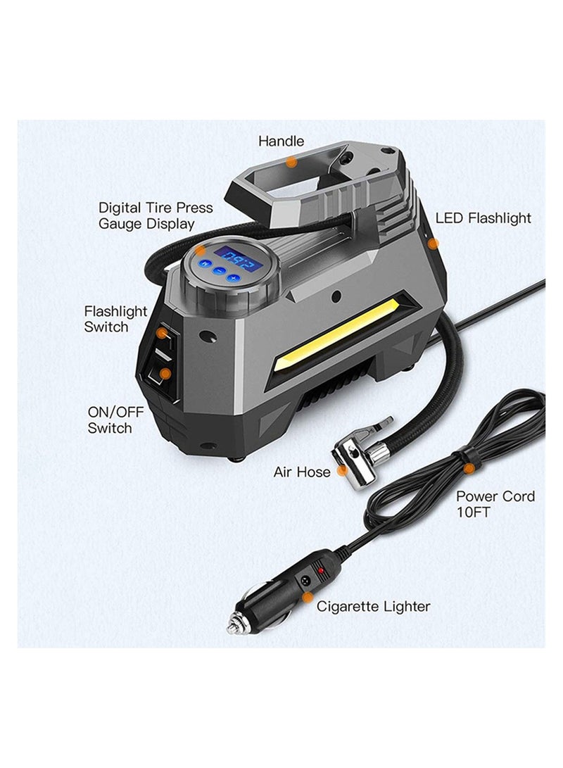 Cool Baby COOLBABY Portable Air Compressor Tire Inflator Car Tire Pump With Digital Pressure Gauge Bright Emergency Flashlight - Image 4