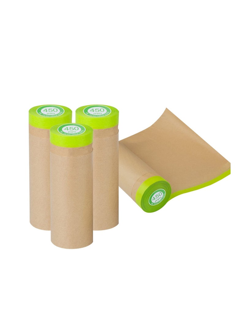 Pre Taped Masking Paper for Painting 12M Tape and Drape Painters Paper Paint Adhesive Protective for Covering Skirting Frames Cars and Auto Body 4 Rolls - Image 1