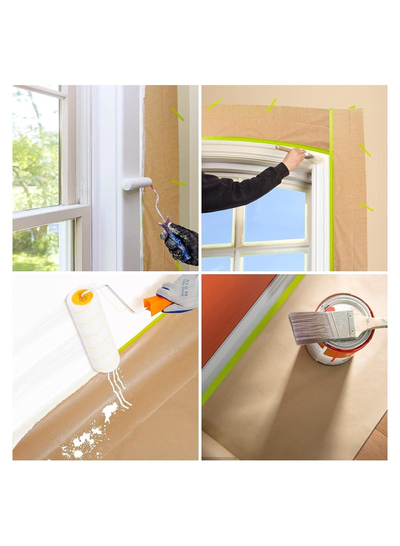 Pre Taped Masking Paper for Painting 12M Tape and Drape Painters Paper Paint Adhesive Protective for Covering Skirting Frames Cars and Auto Body 4 Rolls - Image 3