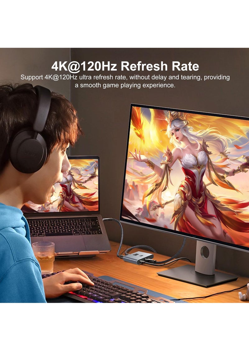 SYOSI - 8K HDMI 2.1 Switcher 2 in 1 Out Splitter with Enlarge Support 8K@60Hz 4K@120Hz 1080P@240Hz HDR Dolby AC High-Speed 48Gbps for PS4/PS5/Fire Stick/Apple TV/X-box/Roku - Image 1