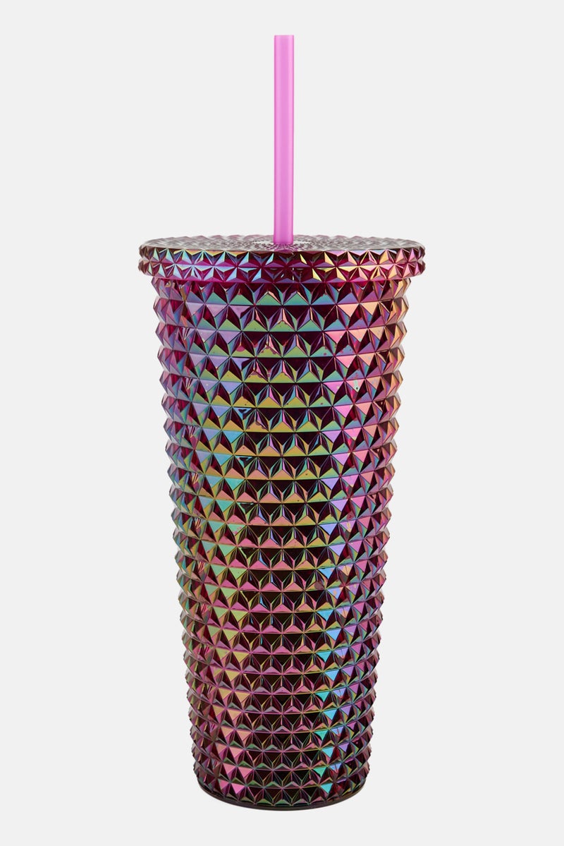 VESSEL Metallic Series Plastic Tumbler With Straw 710 ml, Purple Combo - Image 1