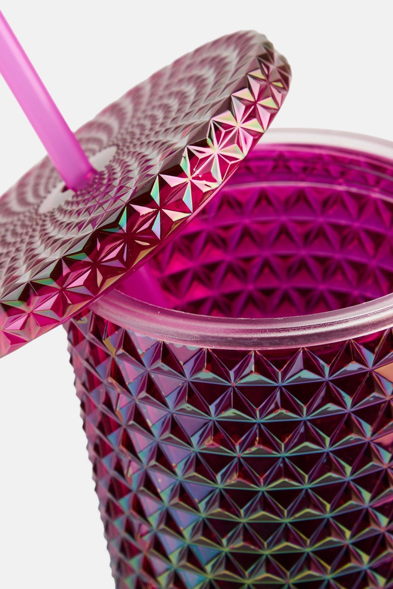 VESSEL Metallic Series Plastic Tumbler With Straw 710 ml, Purple Combo - Image 4