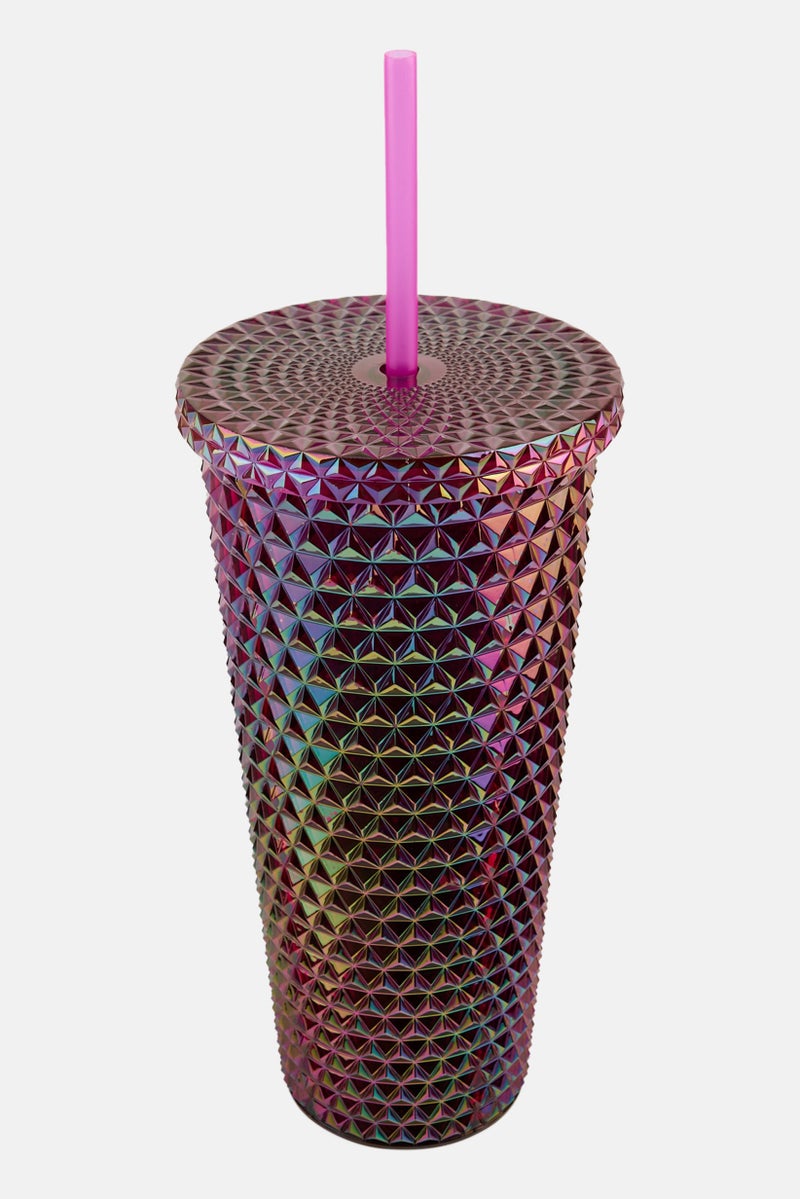VESSEL Metallic Series Plastic Tumbler With Straw 710 ml, Purple Combo - Image 2