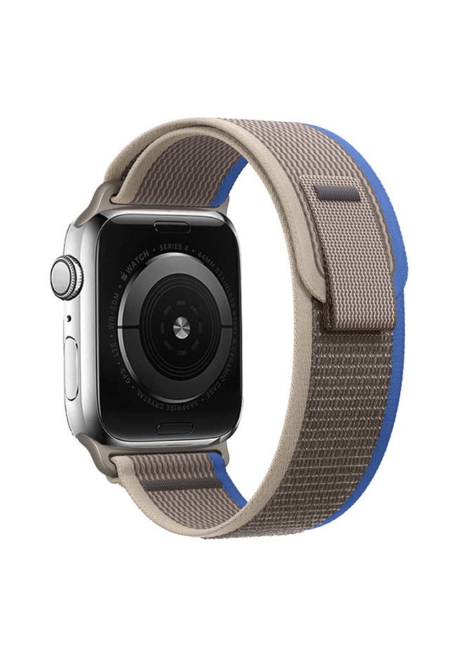 Watch Trail Band 49mm 45mm 44mm 42mm Nylon Woven Sport Strap for iWatch Series Ultra/8/7/SE/6/5/4/3/2/1,Blue-Beige 