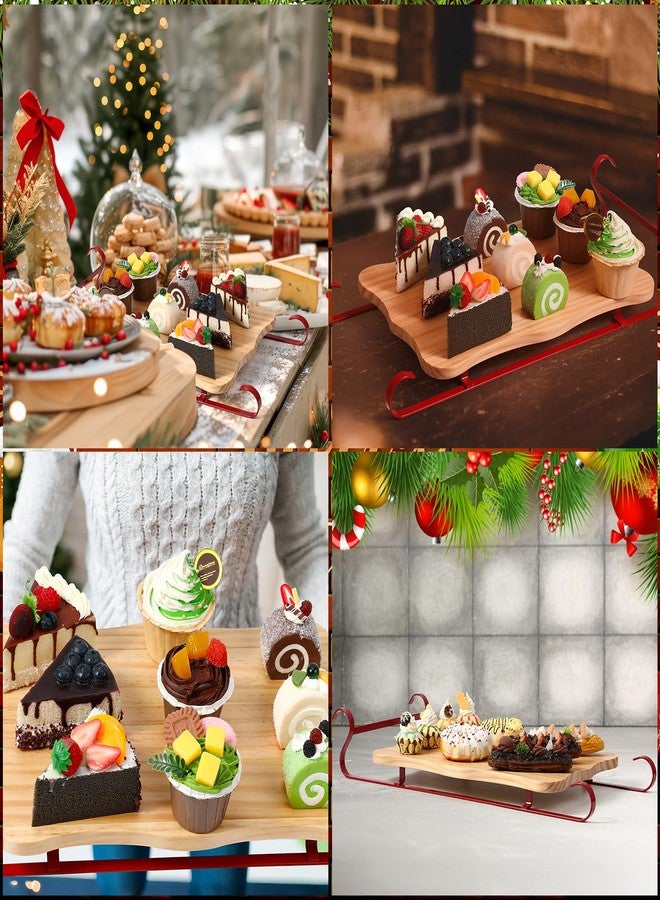 FillTouch Red Santa's Sleigh Charcuterie Serving Board Set Wood Christmas Serving Platter Wooden Tray Christmas Wood Dish Plate for Holiday Winter Table Shelf Decoration - Image 3