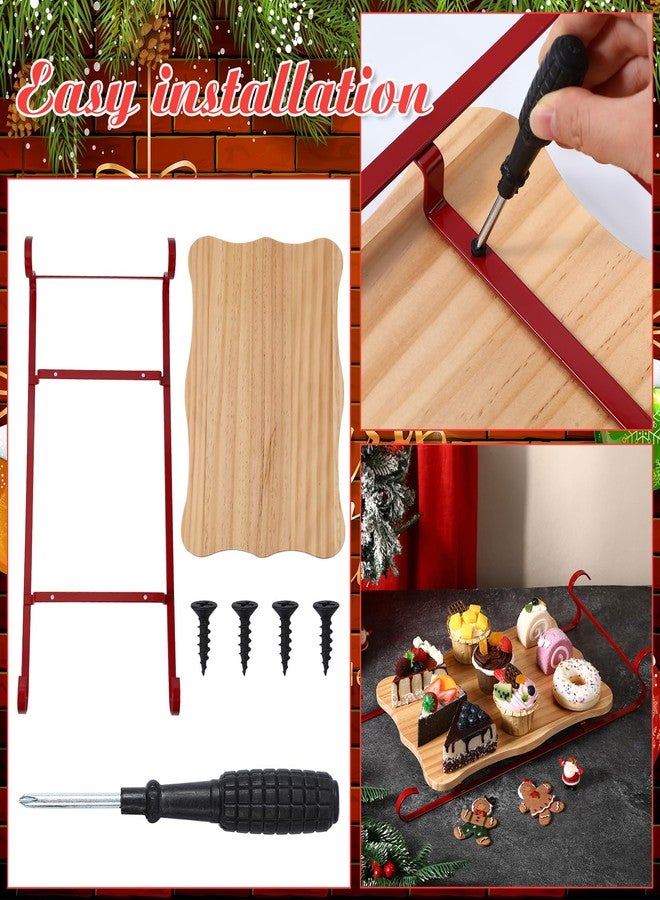 FillTouch Red Santa's Sleigh Charcuterie Serving Board Set Wood Christmas Serving Platter Wooden Tray Christmas Wood Dish Plate for Holiday Winter Table Shelf Decoration - Image 5