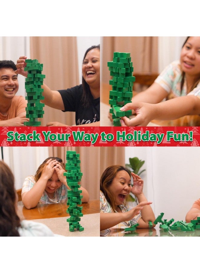 Funwares Wooden Blocks Stacking Game, Tumbling Tower and Balance Game, Family & Party Fun, Game for Kids and Adults, Ages 6+, Santa’s Christmas Tree Stack-Up, Christmas Tree Wood Blocks Stacking Game - Image 3