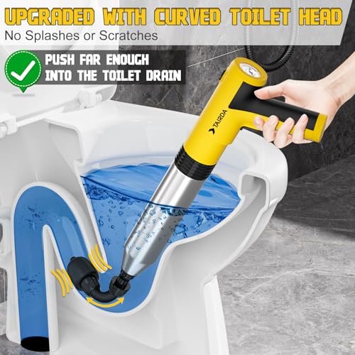 TAIRDA Electric Toilet Plunger, High Pressure Toilet Plungers, Cordless Electric Drain Unclogger Tool with Automatic Pressurized, NO Splash Back, 3 Heads & Storage Bag, for Bathroom Shower Floors - Image 4
