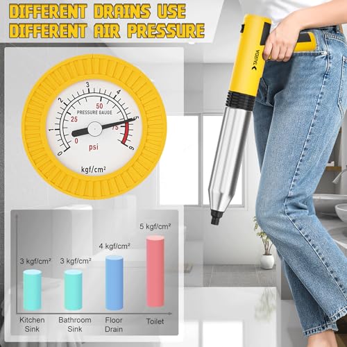 TAIRDA Electric Toilet Plunger, High Pressure Toilet Plungers, Cordless Electric Drain Unclogger Tool with Automatic Pressurized, NO Splash Back, 3 Heads & Storage Bag, for Bathroom Shower Floors - Image 5