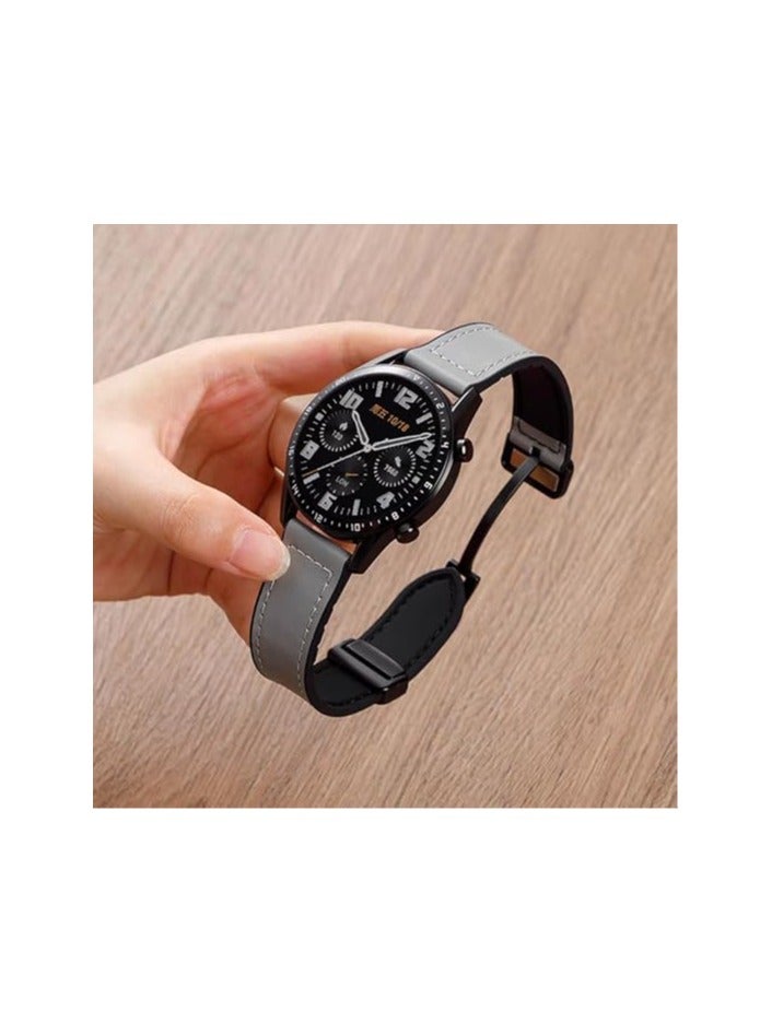 Compatible with Huawei Watch Fit 3 2024, Magnetic D-Buckle Breathable Genuine Leather Watch Strap, Soft Replacement Bracelet Compatible with Huawei Watch Fit 3 Band - Image 3