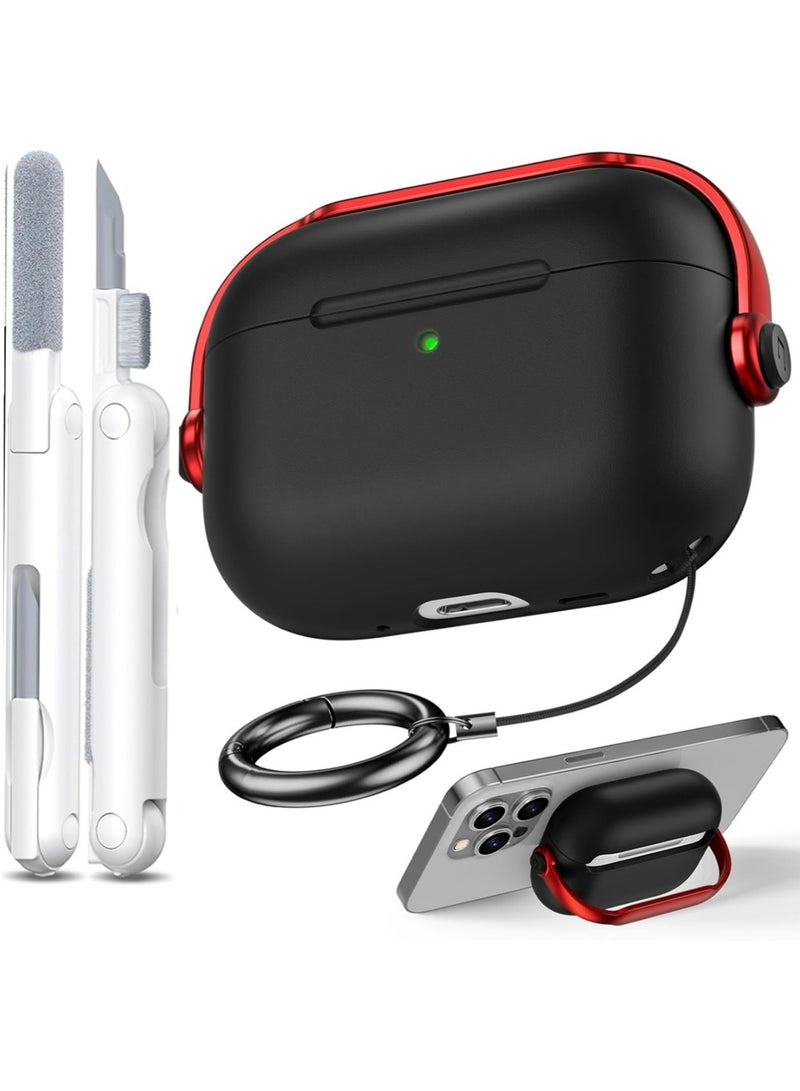 بولوز لقضية Airpods Pro 3,قضايا قفل السلامة لـ Apple Airpod Pro 3 (2025) مع مجموعة نظيفة,غطاء حالة Drop Protection Air pods Pro3 للرجال والنساء مع سلاسل المفاتيح,أسود + أحمر - Image 1