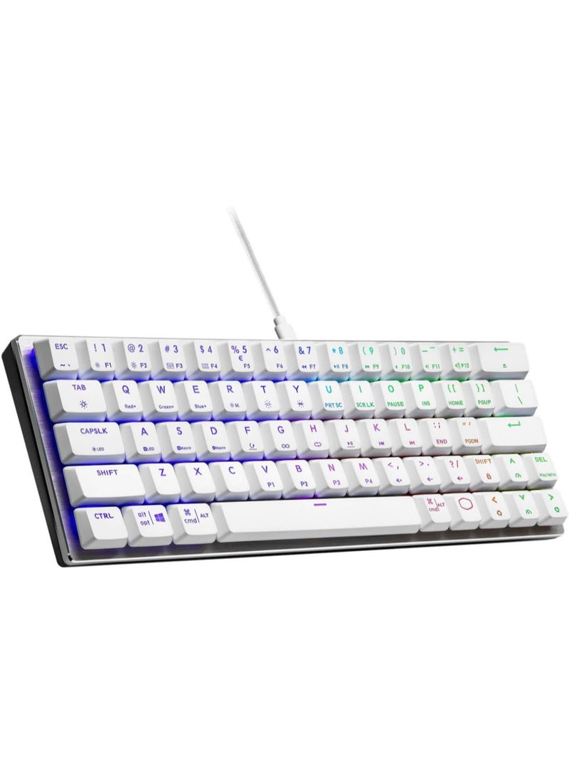 كولر ماستر SK620 60% Silver White Mechanical Keyboard with Low Profile Blue Switches, New and Improved Keycaps, and Brushed Aluminum Design White - Image 1