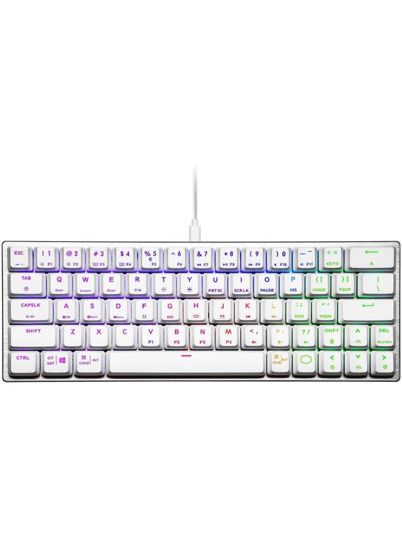 كولر ماستر SK620 60% Silver White Mechanical Keyboard with Low Profile Blue Switches, New and Improved Keycaps, and Brushed Aluminum Design White - Image 2