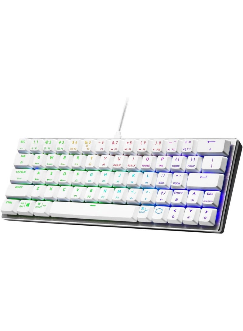 كولر ماستر SK620 60% Silver White Mechanical Keyboard with Low Profile Blue Switches, New and Improved Keycaps, and Brushed Aluminum Design White - Image 3