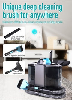 Generic Multifunctional Household Cleaning Fabric Sofa Cleaning Machine Suitable for Cleaning Carpets，Sofas，glass and Curtains - 11000Pa Suction Power，500W Motor Power，2 water tanks (3 Brush Heads)  - Image 2