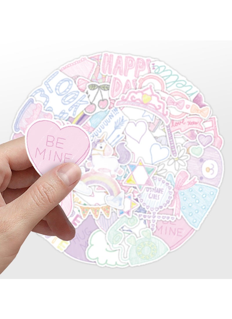 ORAINBOW 50 Pcs Cute Crayon Painting Stickers Mini Size Stickers Notebook Skateboard Water Cup Suitcase Graffiti Decorative Stickers  - Image 5
