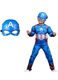 Brain Giggles Brain Giggles Avengers Captain America Costume and Mask for Kids Party Superhero Dress-Up Theme Party Roleplay  - Image 1