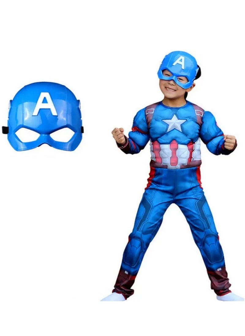 Brain Giggles Brain Giggles Avengers Captain America Costume and Mask for Kids Party Superhero Dress-Up Theme Party Roleplay  - Image 1