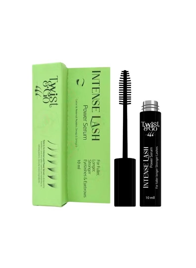Twist&Go Twist & Go Intense Power Serum Lash 10ml - With Peptide - almond oil & coconut oil - avocado oil &olive oil -coconut oil -For Fuller Longer - Stronger Lashes - Eye brows & Eyelashes