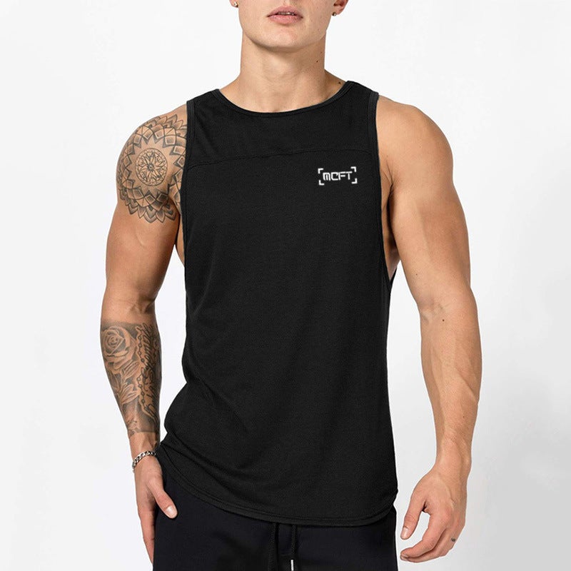 Fitness Vest Men''s Loose Round Neck Base Shirt Summer Casual Sleeveless Base Shirt Cotton Sweat Absorbing Breathable Thin - Image 2