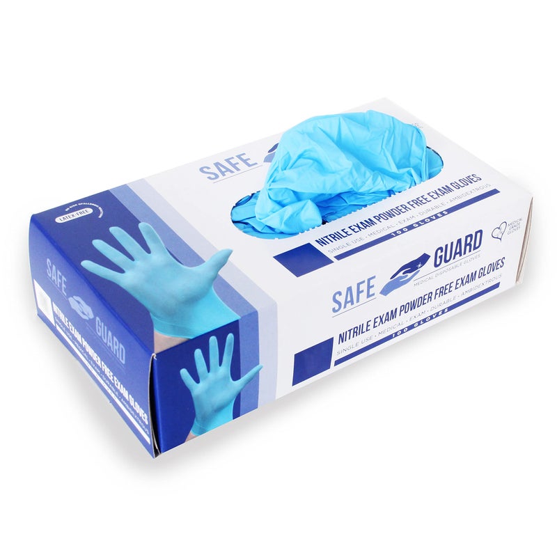 Safeguard Nitrile Disposable Gloves, Powder Free, Food Grade Gloves, (SYNCHKG082507), Box, Large (100 Count) - Image 1