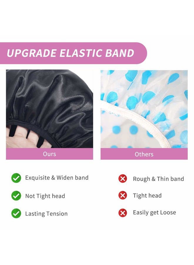Aquior Shower Caps, Extra Large for Women Long Hair, Double Layer Waterproof Reusable Hair Cap 4 Pieces - Image 4