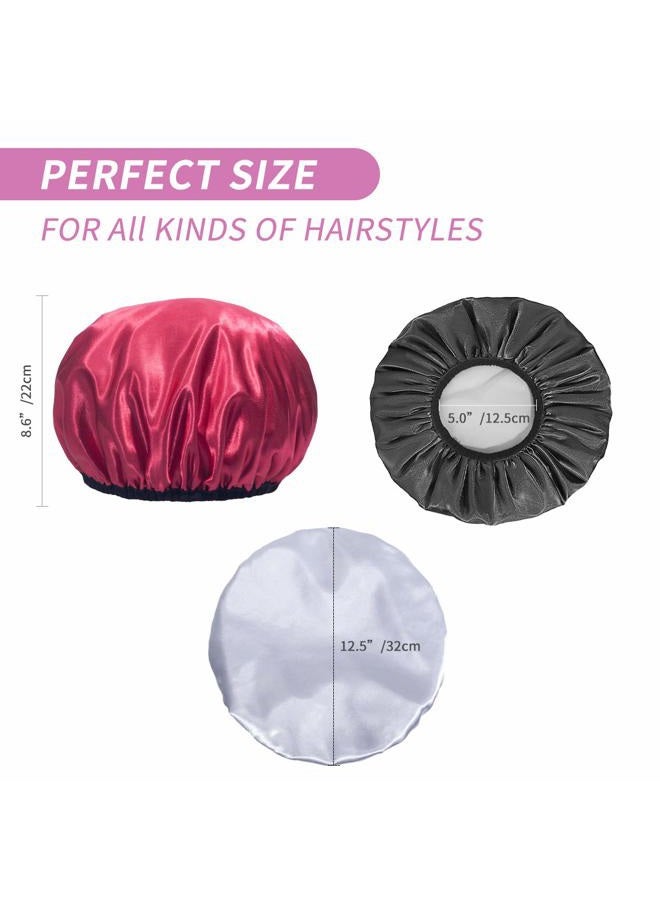 Aquior Shower Caps, Extra Large for Women Long Hair, Double Layer Waterproof Reusable Hair Cap 4 Pieces - Image 2