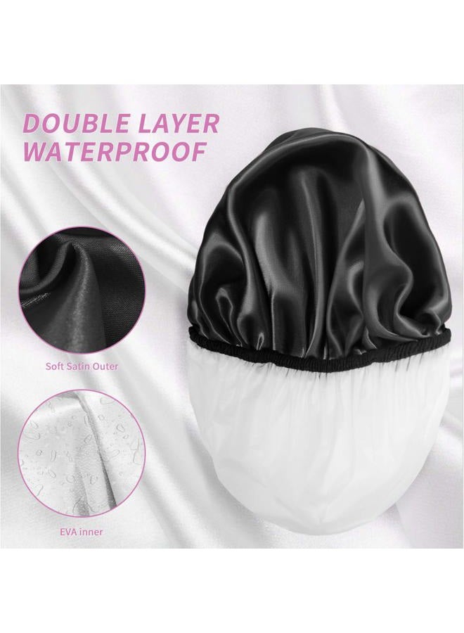 Aquior Shower Caps, Extra Large for Women Long Hair, Double Layer Waterproof Reusable Hair Cap 4 Pieces - Image 5