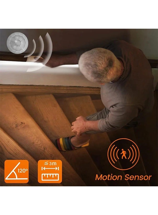 HY LED Under Cabinet Lighting Motion Sensor, 3M/10Ft Four Modes Bed Stairs Wardrobe Lamp Tape, Waterproof 5V USB LED Closet Night Strip Light for Indoor Home Bedroom Decor (Warm White, 3M x 1Pack) - Image 4
