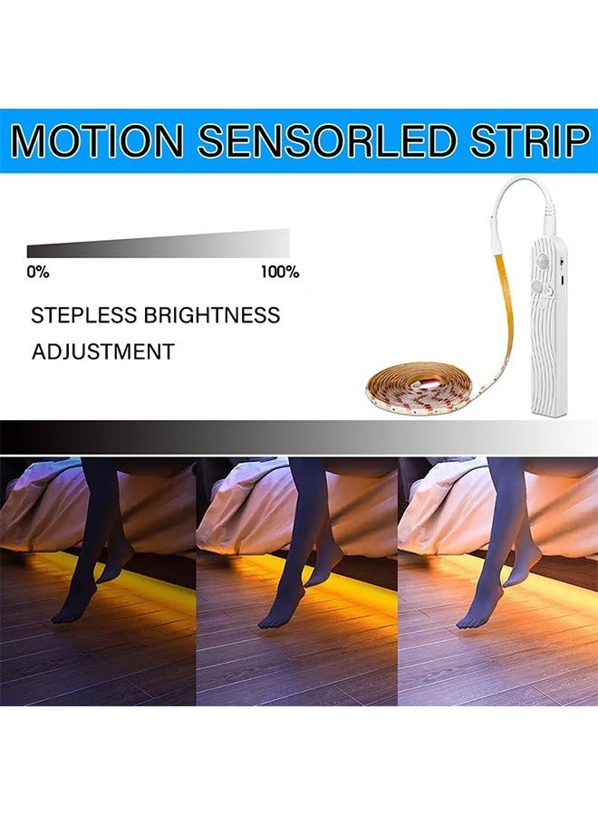 HY LED Under Cabinet Lighting Motion Sensor, 3M/10Ft Four Modes Bed Stairs Wardrobe Lamp Tape, Waterproof 5V USB LED Closet Night Strip Light for Indoor Home Bedroom Decor (Warm White, 3M x 1Pack) - Image 3