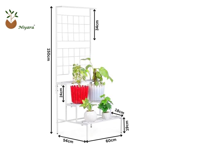 Niyara || Metal Planter Stand || Plant Pots|| Outdoor Plant (White 4 Tier Stand) - Image 5