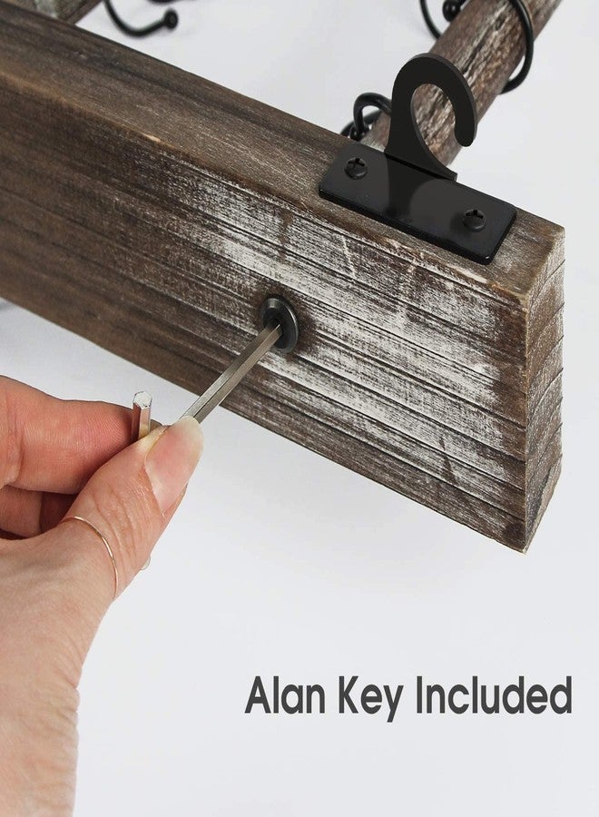 J JACKCUBE DESIGN Hanging Pot Rack Pan Ceiling Wall Mounted Hanger Multi- Purpose Rustic Wood and Metal Cookware Kitchen Storage Organizer With Utility 16 Hooks - MK603B - Image 5