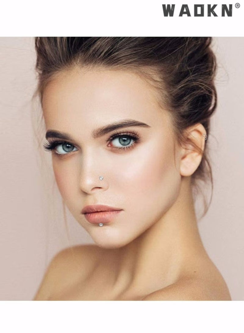 دبليو أيه أو كي أن 40 قطعة 20G حلقات الأنف للنساء ثقب الأنف مجوهرات الذهب خواتم الأنف الأطواق ترصيع الأنف المسمار للنساء الرجال 316L الفولاذ المقاوم للصدأ للنساء الرجال مجوهرات الجسم - Image 5