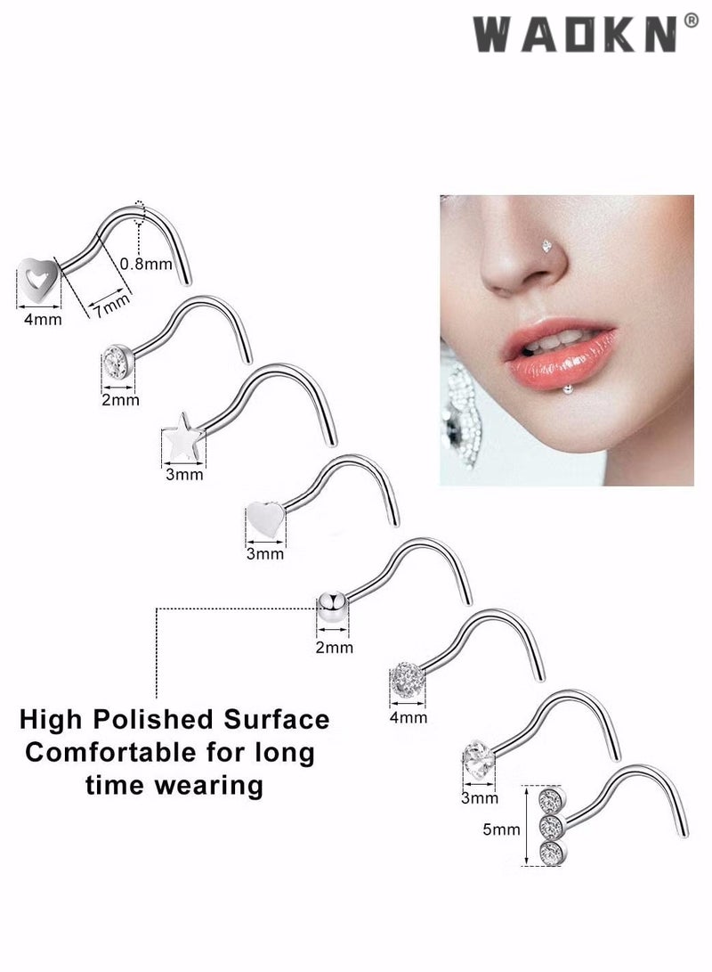 دبليو أيه أو كي أن 40 قطعة 20G حلقات الأنف للنساء ثقب الأنف مجوهرات الذهب خواتم الأنف الأطواق ترصيع الأنف المسمار للنساء الرجال 316L الفولاذ المقاوم للصدأ للنساء الرجال مجوهرات الجسم - Image 2