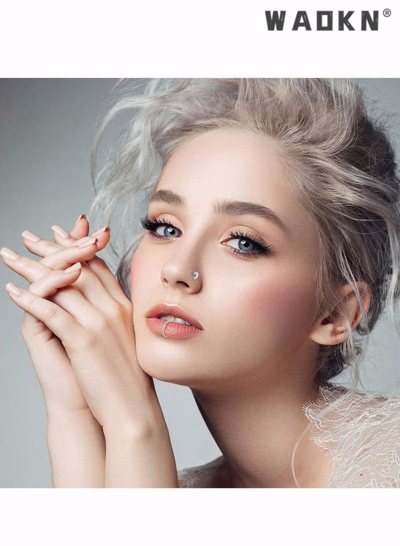 دبليو أيه أو كي أن 40 قطعة 20G حلقات الأنف للنساء ثقب الأنف مجوهرات الذهب خواتم الأنف الأطواق ترصيع الأنف المسمار للنساء الرجال 316L الفولاذ المقاوم للصدأ للنساء الرجال مجوهرات الجسم - Image 3