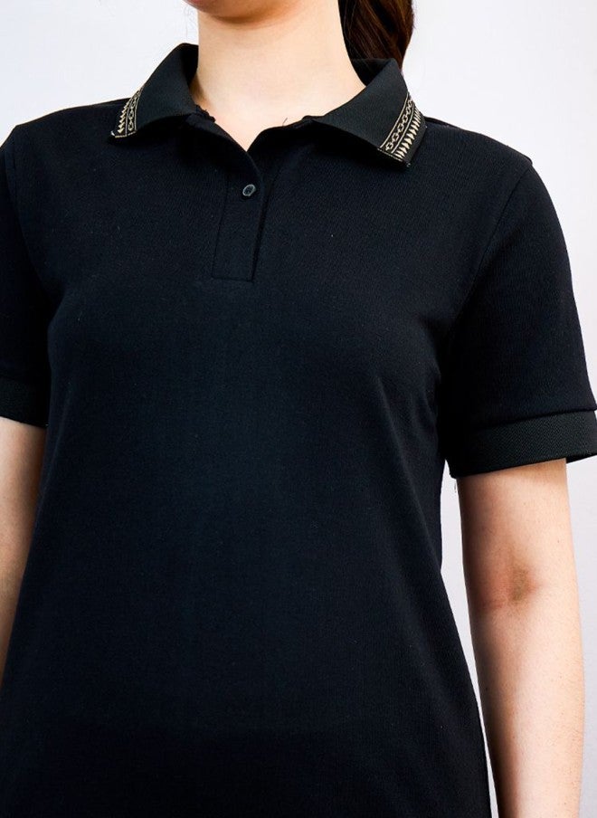 Athena Black Cotton T-Shirt Dress for Women - Image 2