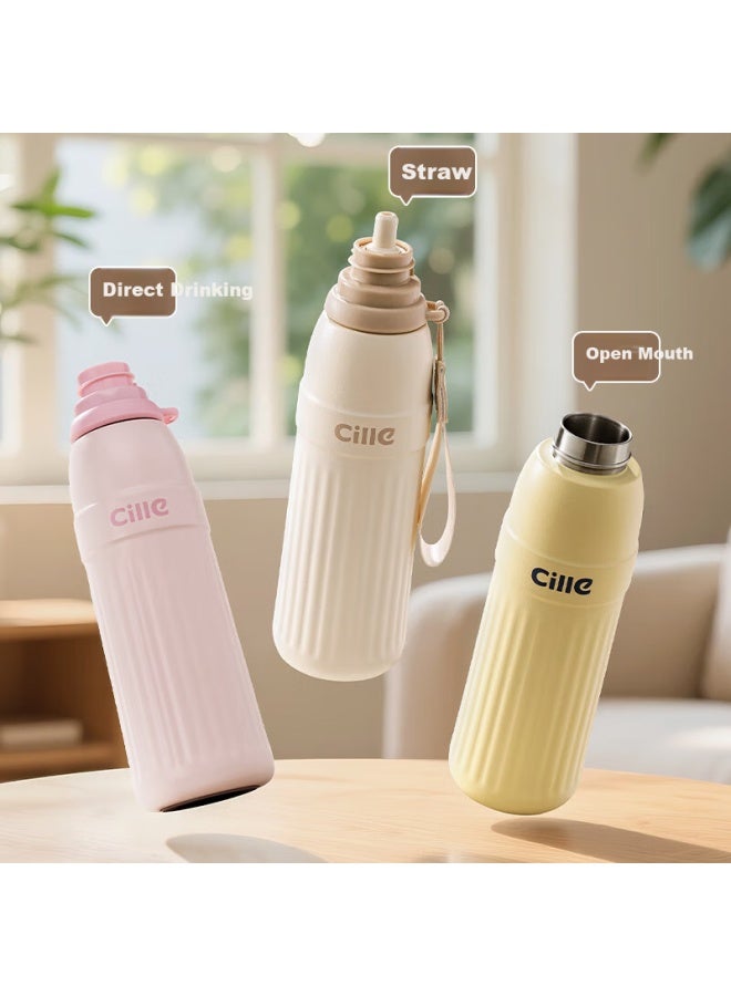 Cille Insulated Water Bottle, Large Capacity, 316 Stainless Steel Cup, With Straw For Students, Suitable For Men And Women, Outdoor Sports And Car Use - Image 3