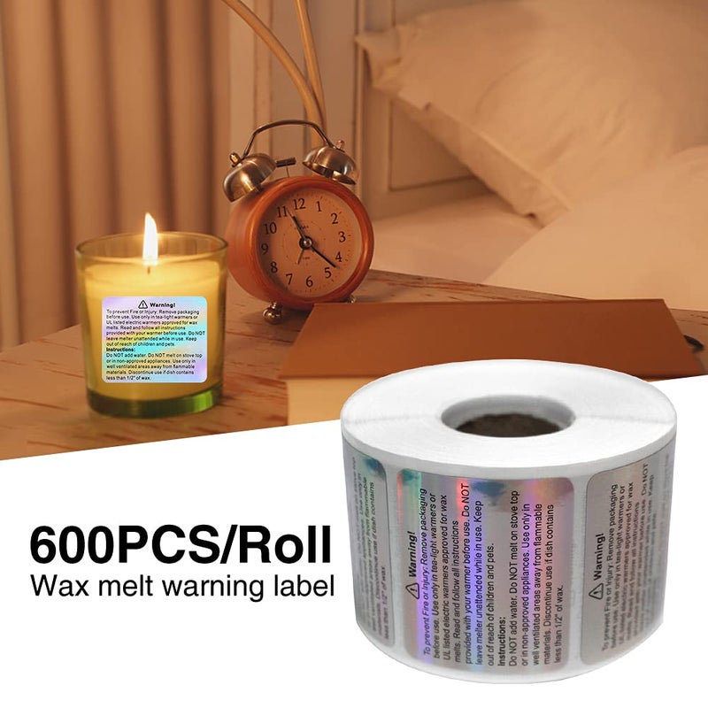 Vshinic 600 PCS Wax Melt Warning Labels, Safety Stickers for Candle Jars, Tins, Containers - Making Supplies, 1.8 x 1.5 Inches - Image 2