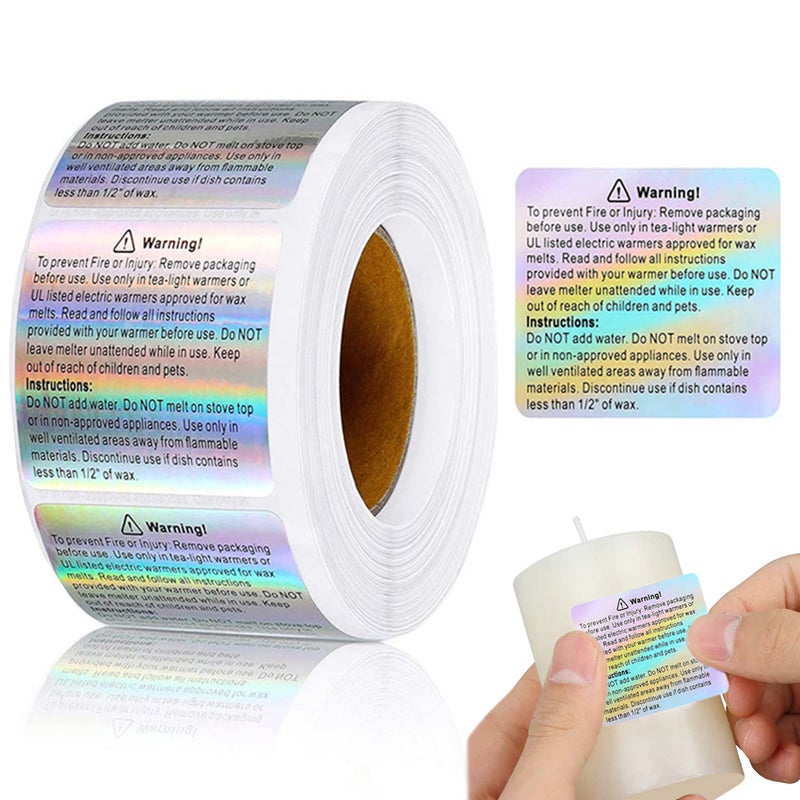Vshinic 600 PCS Wax Melt Warning Labels, Safety Stickers for Candle Jars, Tins, Containers - Making Supplies, 1.8 x 1.5 Inches - Image 1