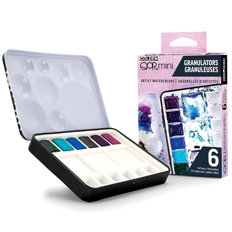 Golden QoR Granulators Half Pan Set by GOLDEN 6 Half Pan Watercolors Professional Watercolor Paint Set - Image 2