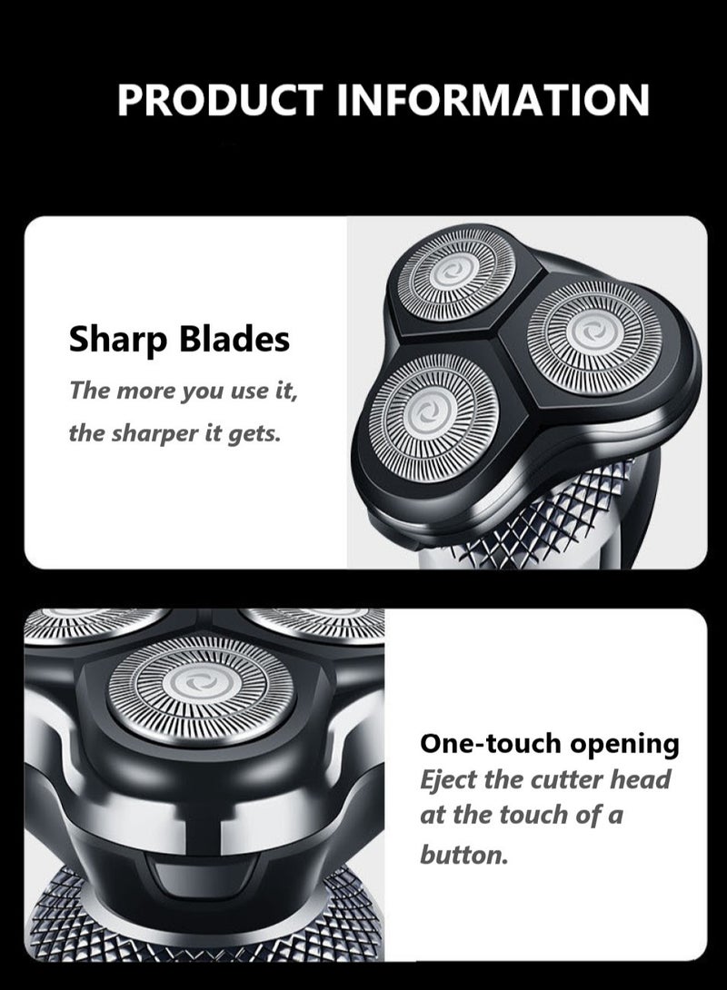 3-in-1 Men's Electric Shaver, 4D Wet & Dry Razor with Sideburn Trimmer, Nose Hair Trimmer, Facial Cleansing Brush and Hair Clipper, Smart LED Display, Shaver for man, Gift for Men - Image 3