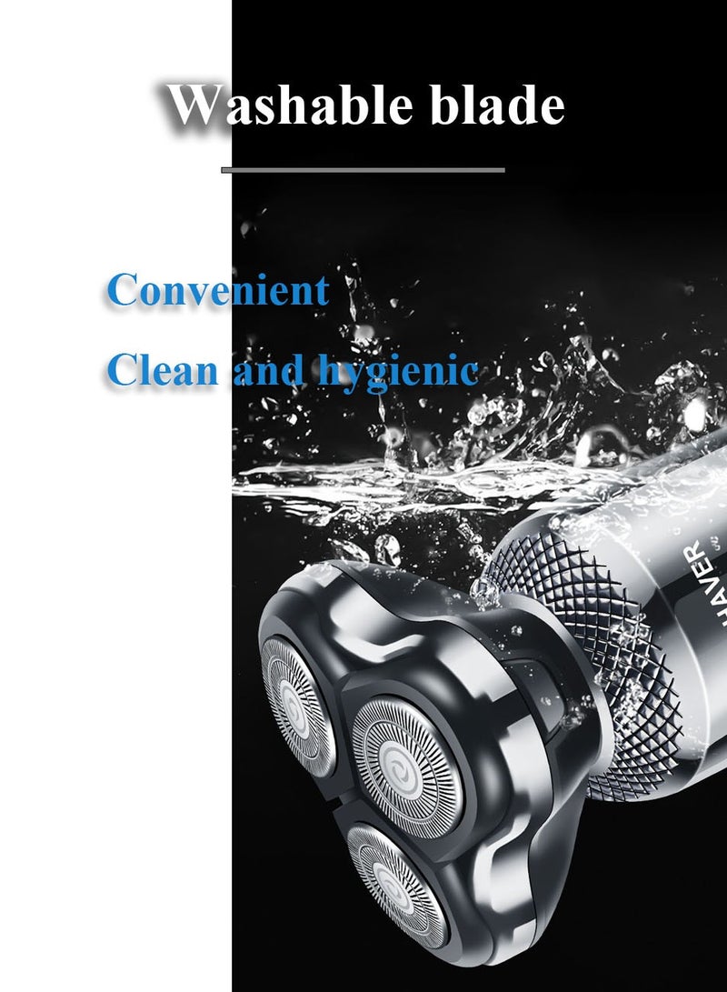 3-in-1 Men's Electric Shaver, 4D Wet & Dry Razor with Sideburn Trimmer, Nose Hair Trimmer, Facial Cleansing Brush and Hair Clipper, Smart LED Display, Shaver for man, Gift for Men - Image 4