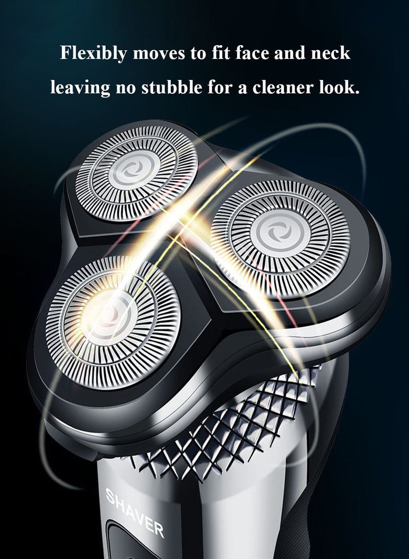 3-in-1 Men's Electric Shaver, 4D Wet & Dry Razor with Sideburn Trimmer, Nose Hair Trimmer, Facial Cleansing Brush and Hair Clipper, Smart LED Display, Shaver for man, Gift for Men - Image 5