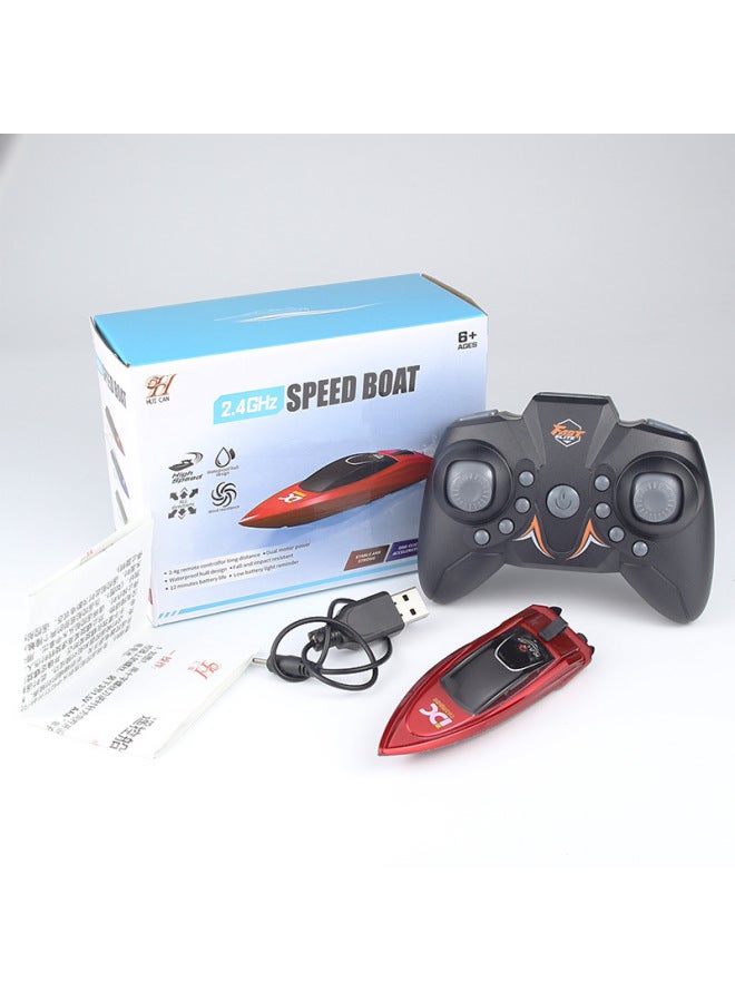 قارب صغير للتحكم عن بعد قابل للماء للأطفال، قارب عالي السرعة كهربائي قابل لإعادة الشحن، يخت للأولاد مقاوم للماء - اللون: ❤ قارب سريع صغير أحمر قابل لإعادة الشحن - المواصفات: ❤ التكوين القياسي: كابل بيانات + جهاز تحكم عن بعد 7 بطاريات 3 قطع - Image 1
