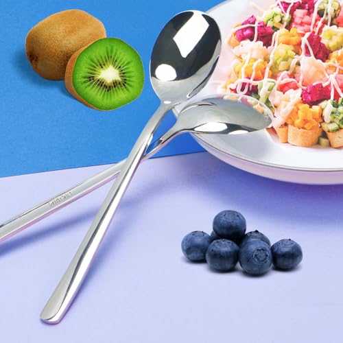 Flying Leaves Set of 5 Premium Korean Soup Spoons, 8 Inch 18/10 Stainless Steel Long Handle Rice and Asian Spoon for Home, Kitchen, Restaurant, Cafe, Dishwasher Safe - Image 4