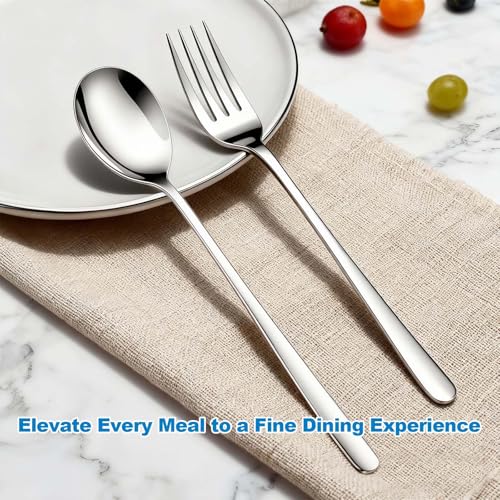 Flying Leaves Set of 5 Premium Korean Soup Spoons, 8 Inch 18/10 Stainless Steel Long Handle Rice and Asian Spoon for Home, Kitchen, Restaurant, Cafe, Dishwasher Safe - Image 5