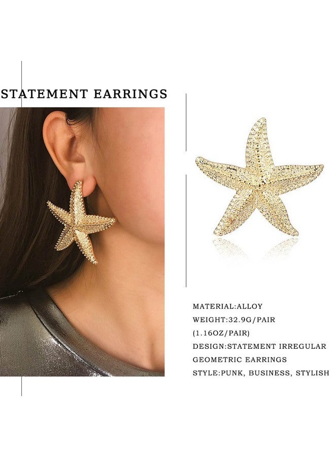 Aksod Starfish Earrings Large Gold Statement Big Star Earrings For Women Boho Fashion Beach Ear Jewelry Accessories (Style D) - Image 2