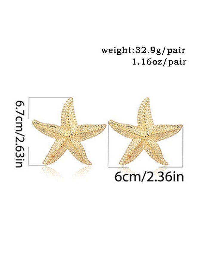 Aksod Starfish Earrings Large Gold Statement Big Star Earrings For Women Boho Fashion Beach Ear Jewelry Accessories (Style D) - Image 4