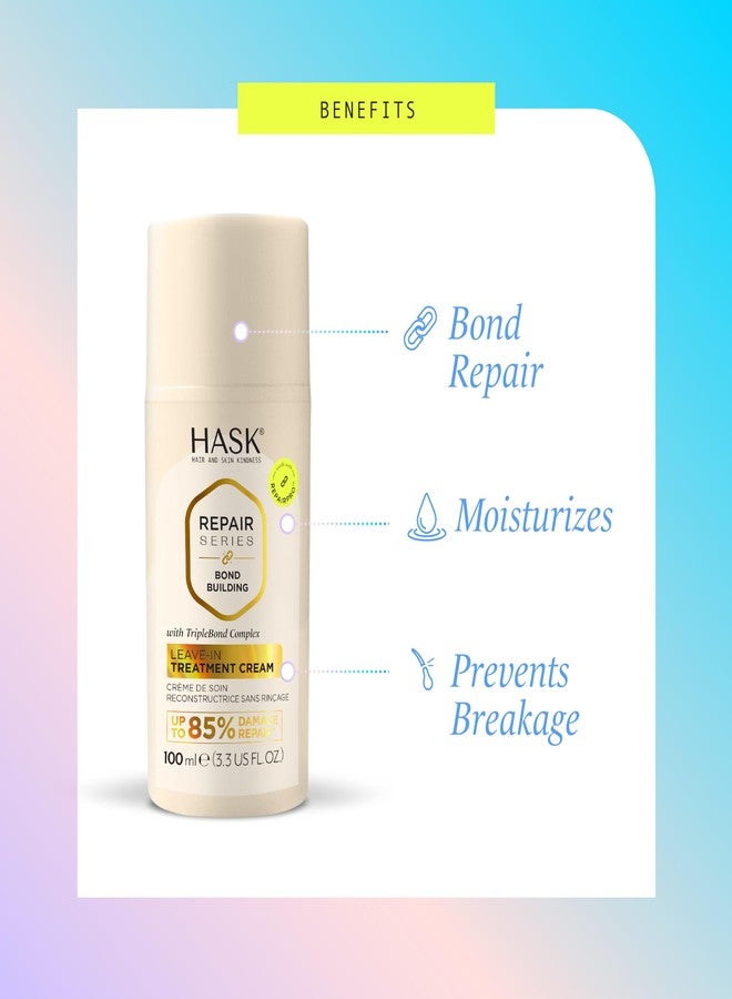 HASK Bond Building Leave-In Treatment Cream with TripleBond Complex & Argan Oil, Repairs Damage, Prevents Breakage, Adds Moisture, Sulfate-Free, Cruelty-Free, Colour-Safe - 3.3 oz - Image 4